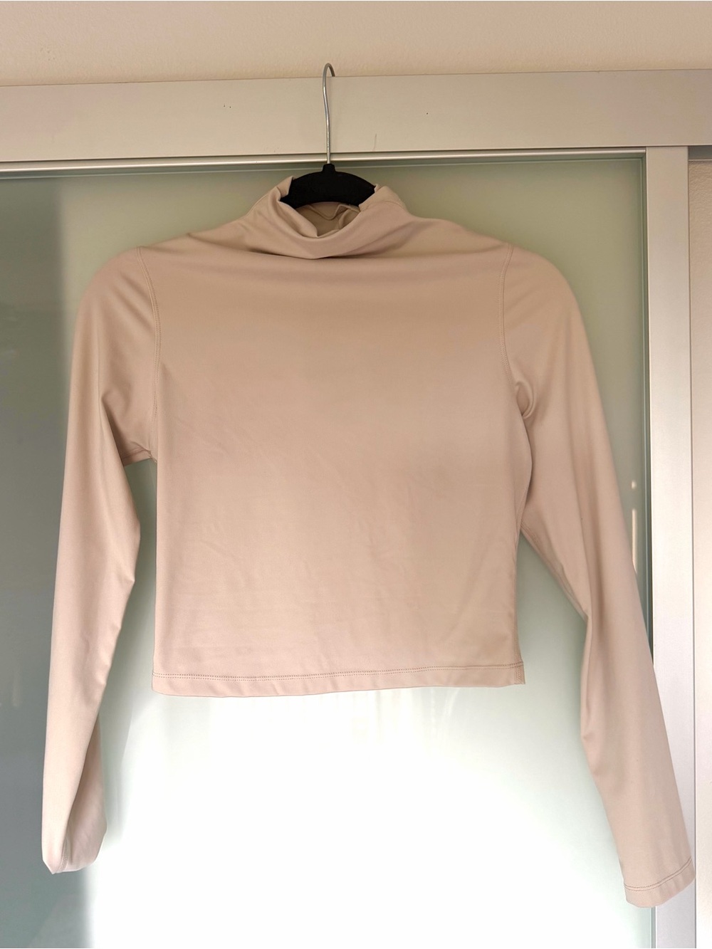 Women's Cream Turtleneck Long Sleeve Top